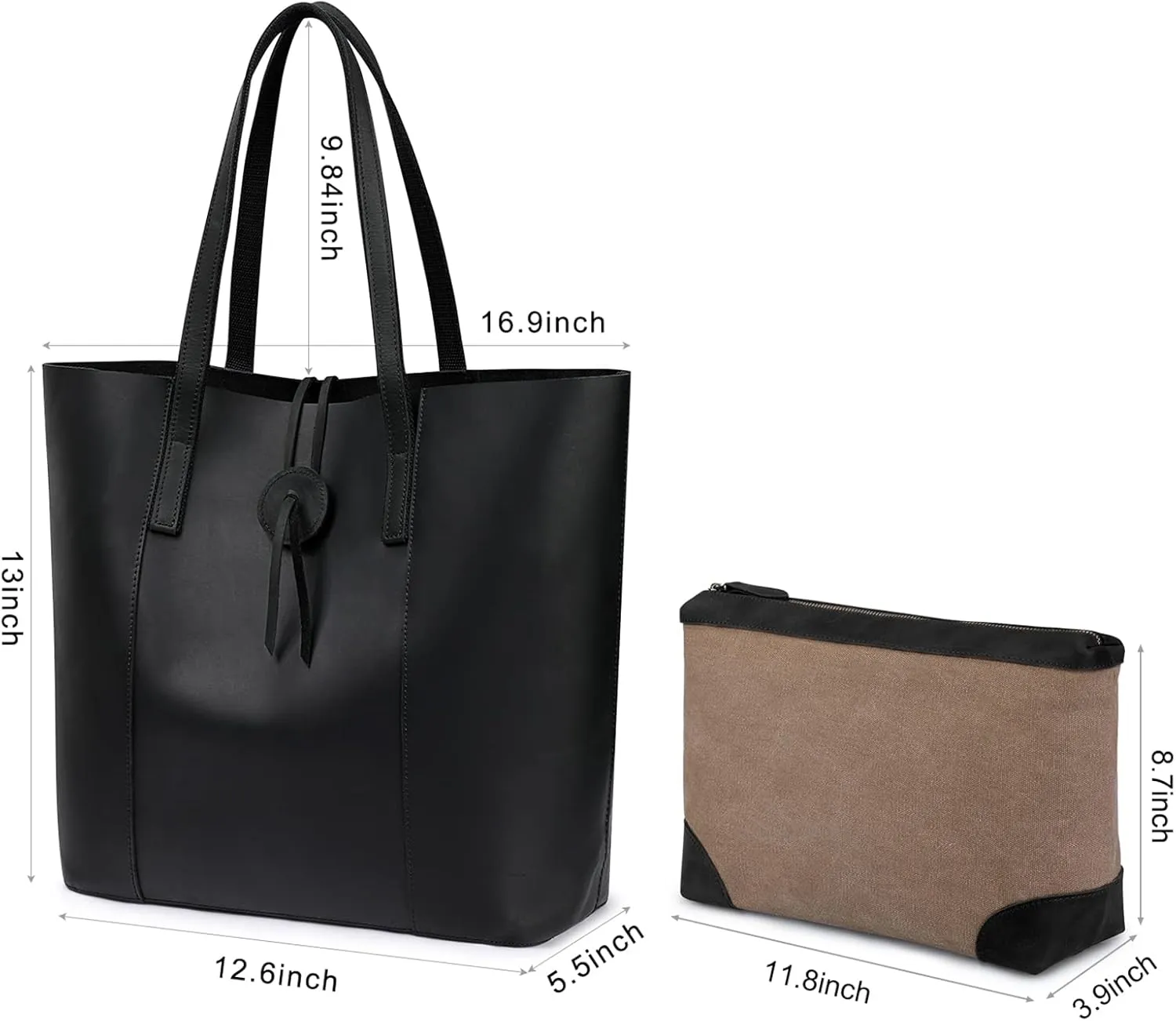 S-ZONE Vintage Genuine Leather Tote Bag for Women Large Shoulder Purse Handbag