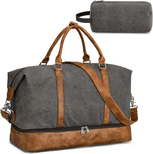 S-ZONE Weekender Bags for Women and Men Travel Duffel Bags with Shoe Compartment Overnight Carry on Duffle Tote Bag