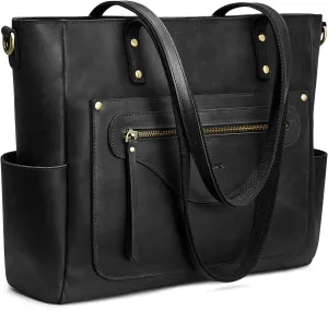 S-ZONE Women Genuine Leather Tote Bag Large Shoulder Purse Vintage Crossbody Work Handbag