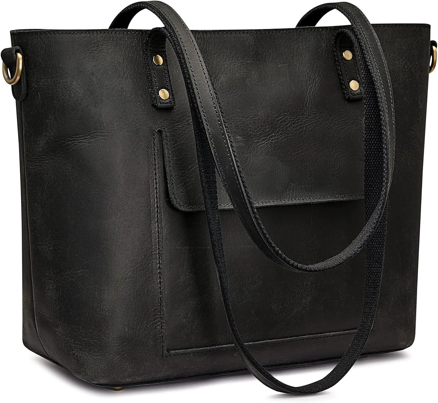 S-ZONE Women Genuine Leather Tote Bag Shoulder Handbag Vintage Crossbody Purse