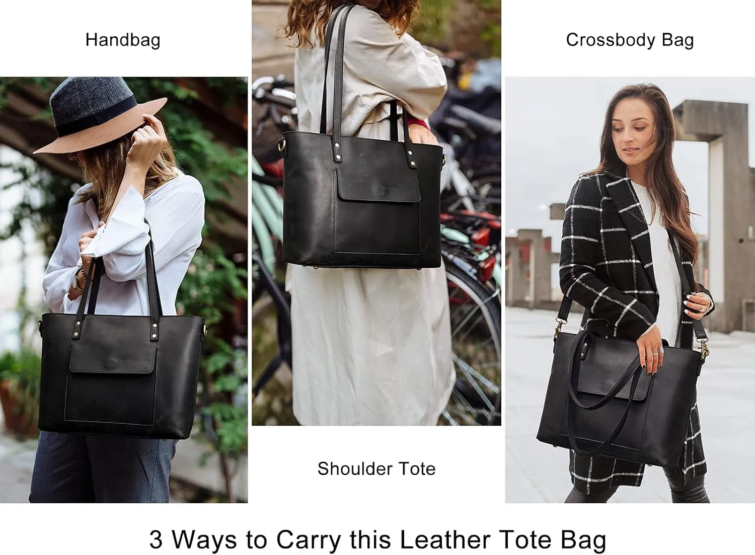 S-ZONE Women Genuine Leather Tote Bag Shoulder Handbag Vintage Crossbody Purse