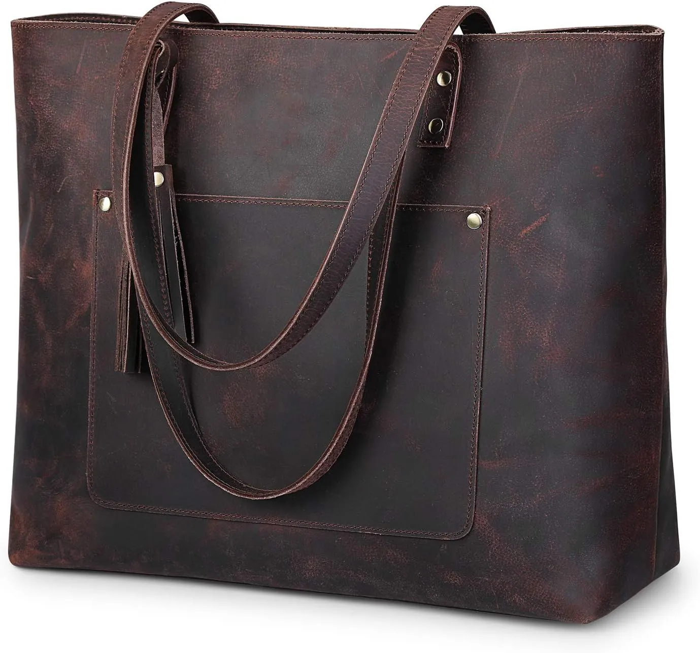 S-ZONE Women Vintage Genuine Leather Shoulder Tote Bag Large Work Handbag Purse