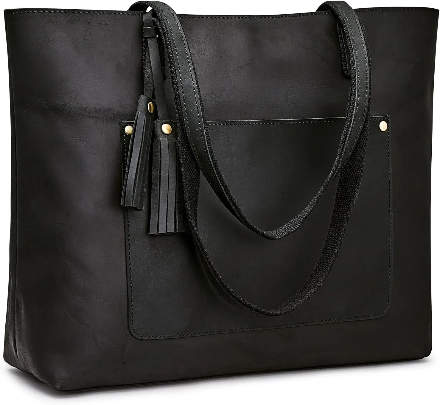 S-ZONE Women Vintage Genuine Leather Shoulder Tote Bag Large Work Handbag Purse