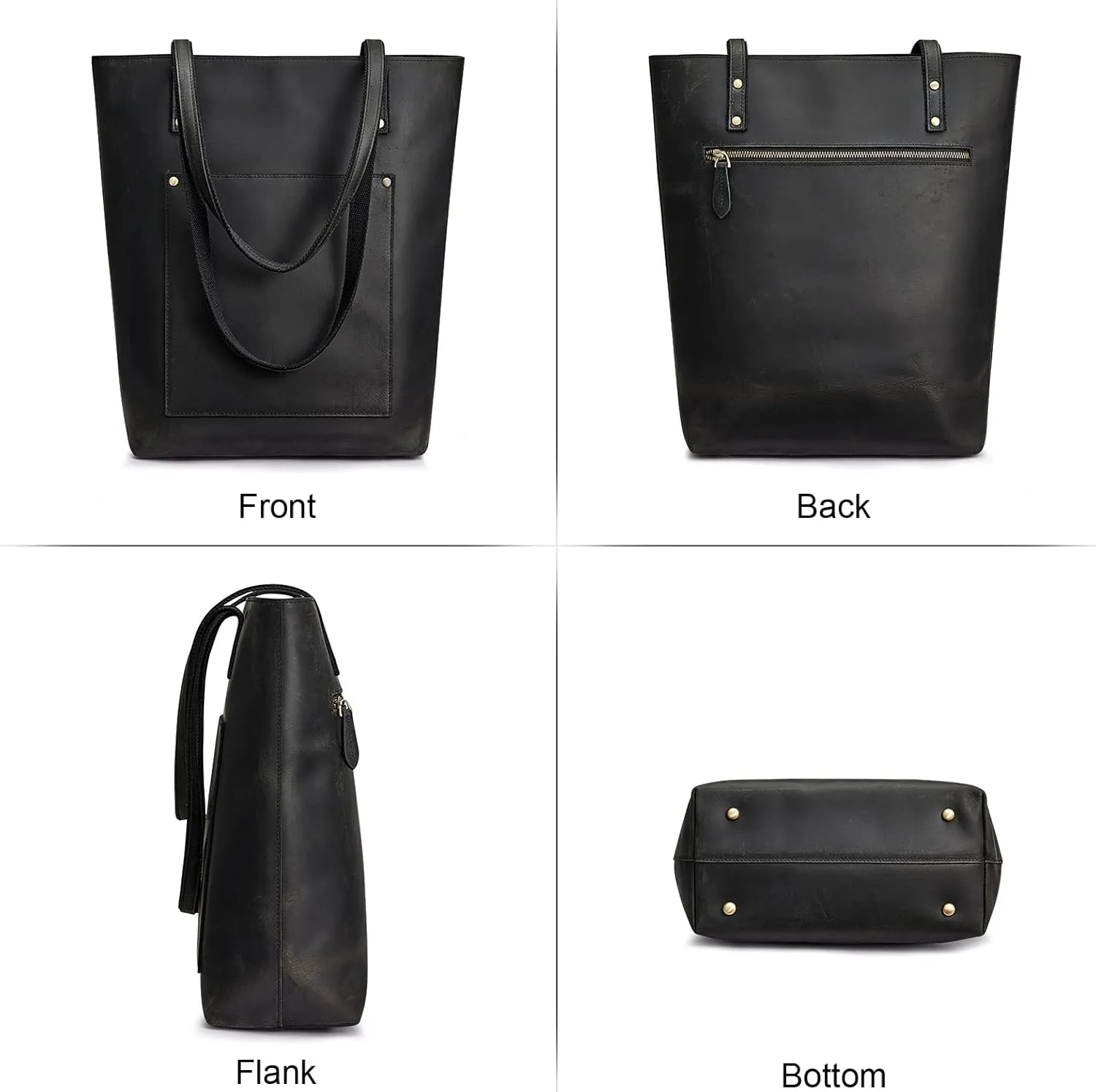 S-ZONE Women Vintage Genuine Leather Tote Bag Large Shoulder Purse Work Handbag