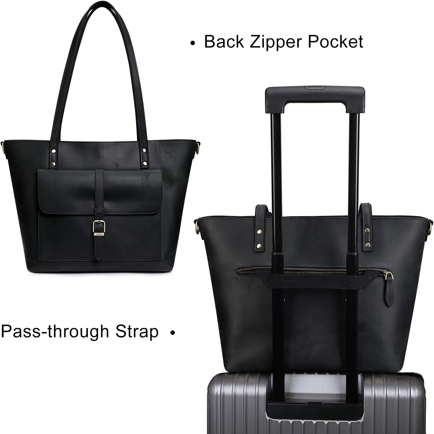 S-ZONE Women Vintage Genuine Leather Tote Bag Large Shoulder Purse Work Handbag