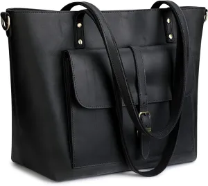 S-ZONE Women Vintage Genuine Leather Tote Bag Large Shoulder Purse Work Handbag