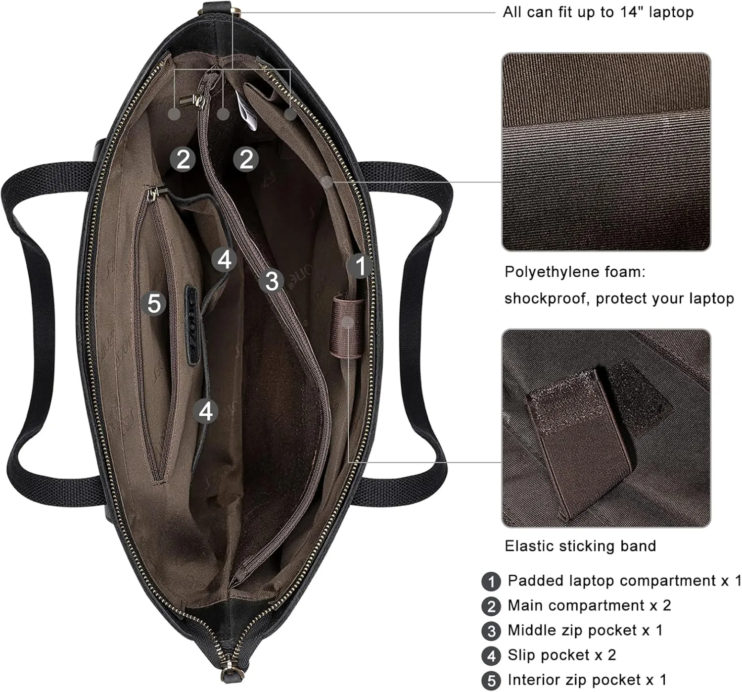 S-ZONE Women Vintage Genuine Leather Tote Bag Large Shoulder Purse Work Handbag