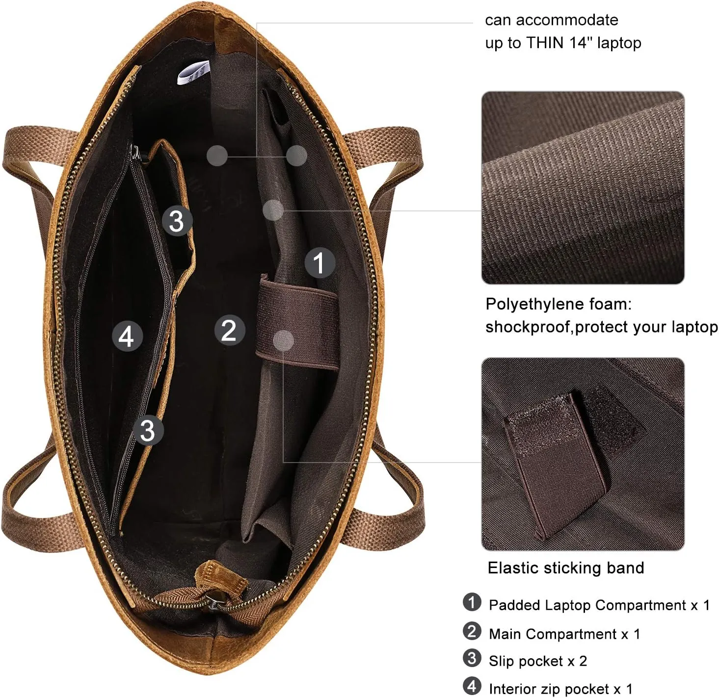 S-ZONE Women Vintage Genuine Leather Tote Bag Large Shoulder Purse Work Handbag