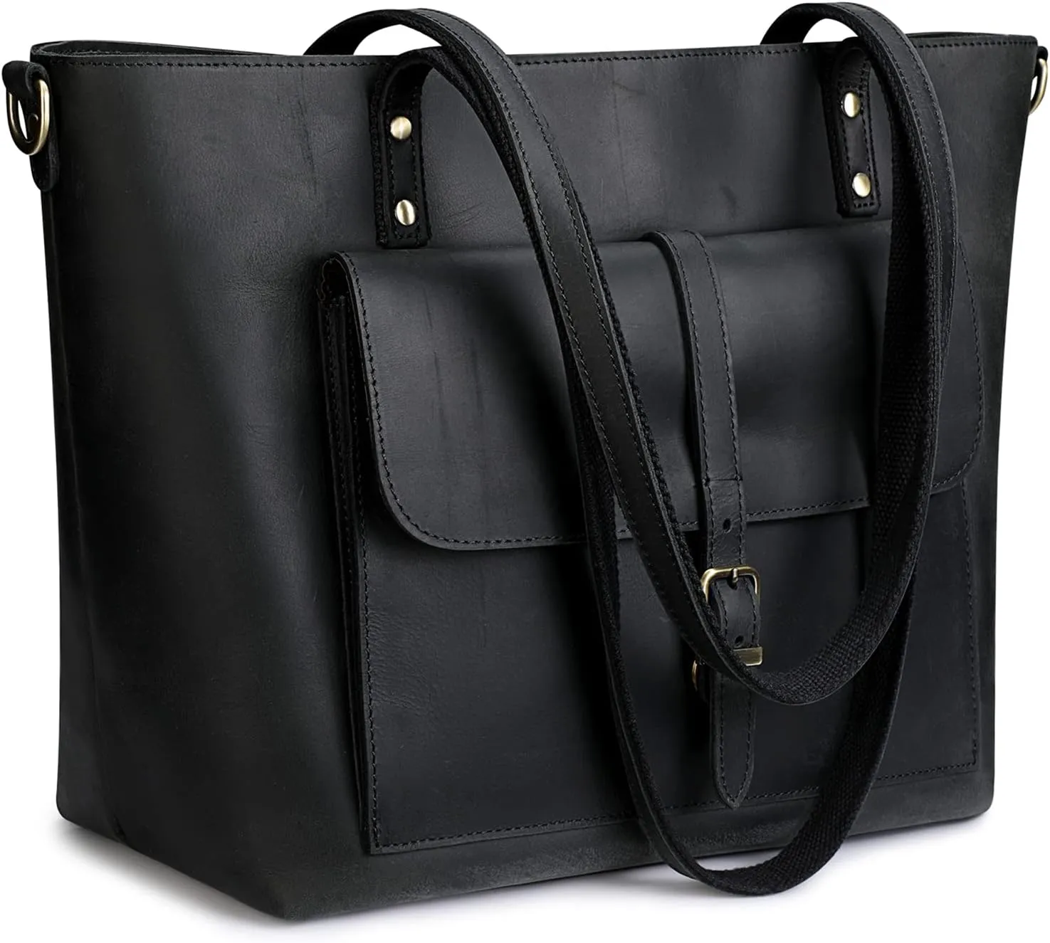 S-ZONE Women Vintage Genuine Leather Tote Bag Large Shoulder Purse Work Handbag