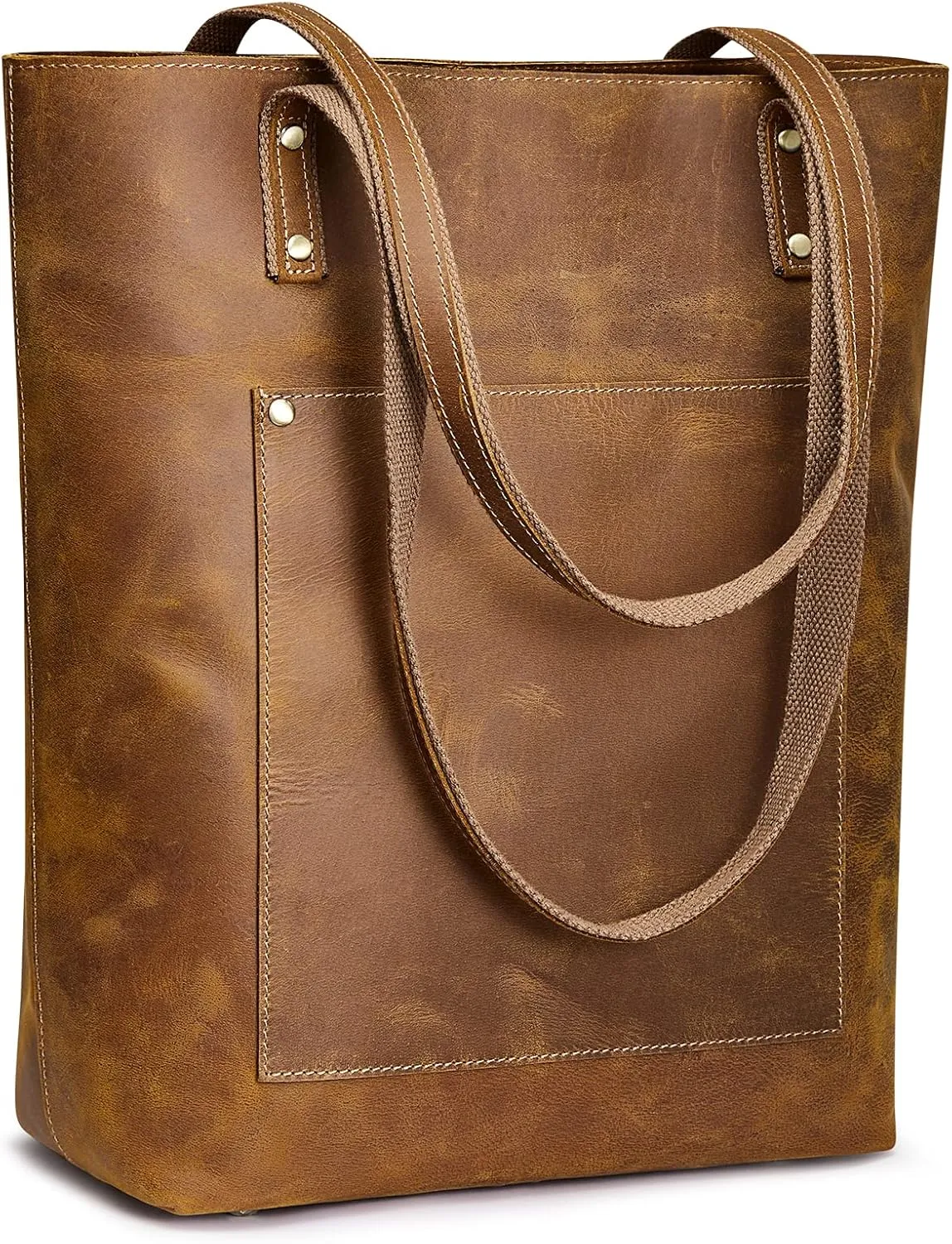S-ZONE Women Vintage Genuine Leather Tote Bag Large Shoulder Purse Work Handbag