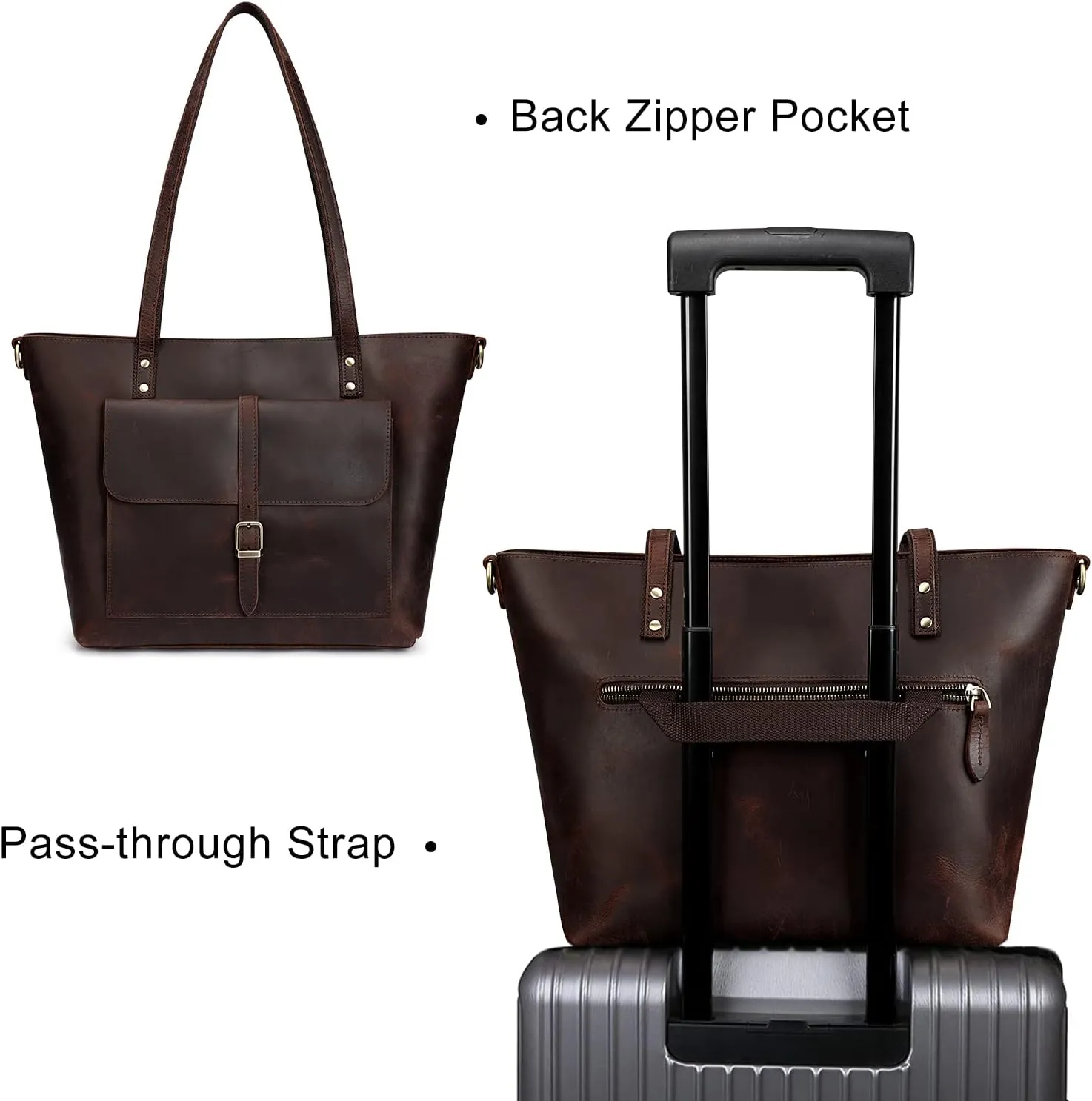 S-ZONE Women Vintage Genuine Leather Tote Bag Large Shoulder Purse Work Handbag