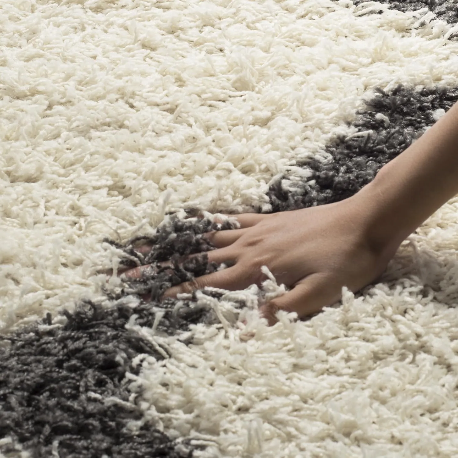 SAFAVIEH Dallas Shag Collection Area Rug - 8' x 10', Ivory & Dark Grey, Trellis Design, Non-Shedding & Easy Care, 1.5-inch Thick Ideal for High Traffic Areas in Living Room, Bedroom (SGD257H)