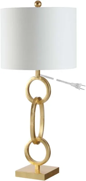 SAFAVIEH Lighting Collection Alaia Modern Contemporary Gold Chain Link Iron 32-inch Bedroom Living Room Home Office Desk Nightstand Table Lamp (LED Bulb Included)