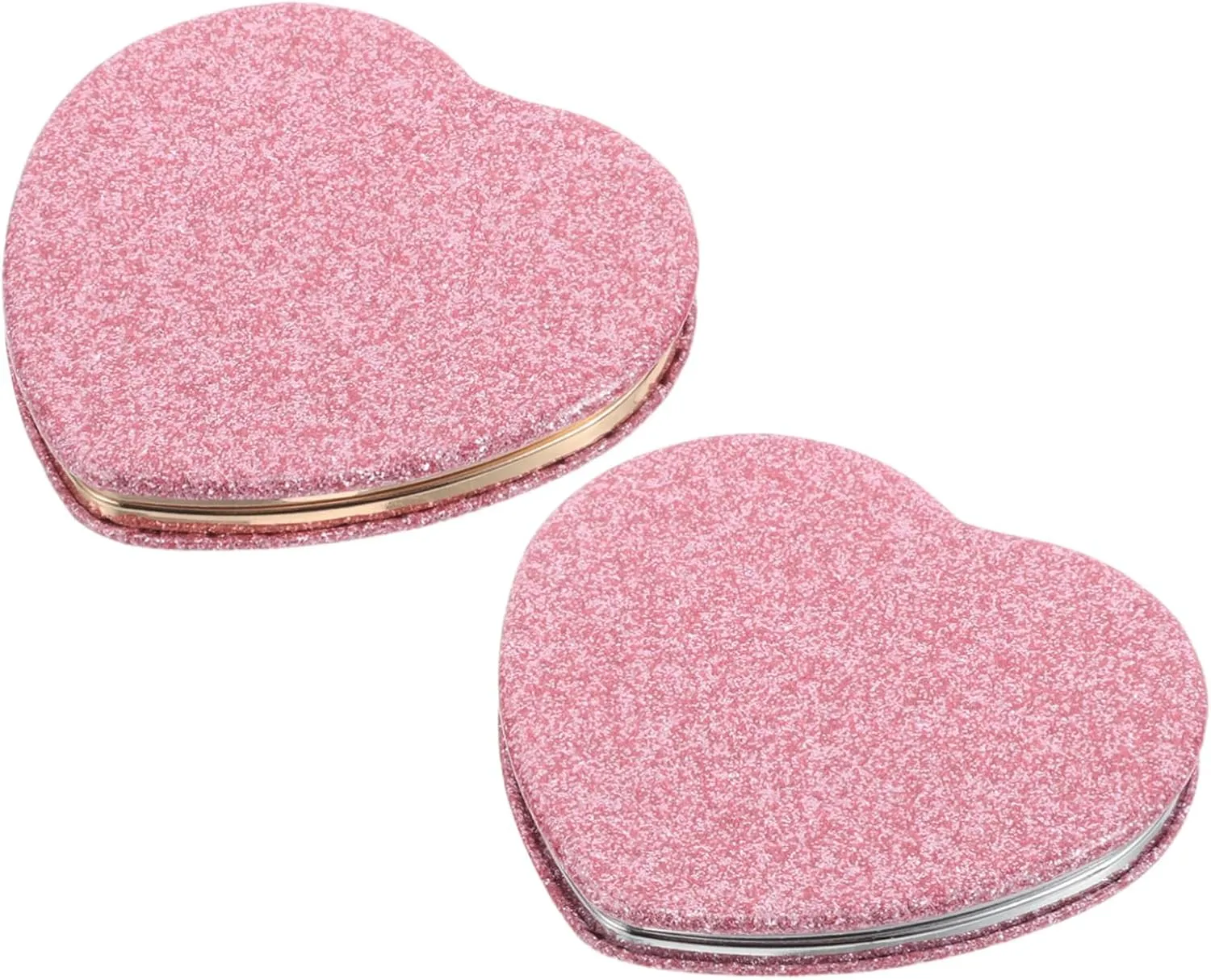 SAFIGLE 2pcs Heart Shape Travel Mirror Portable Small Makeup Mirror for Girls Handheld Folding Compact Reflection