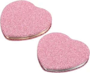 SAFIGLE 2pcs Heart Shape Travel Mirror Portable Small Makeup Mirror for Girls Handheld Folding Compact Reflection