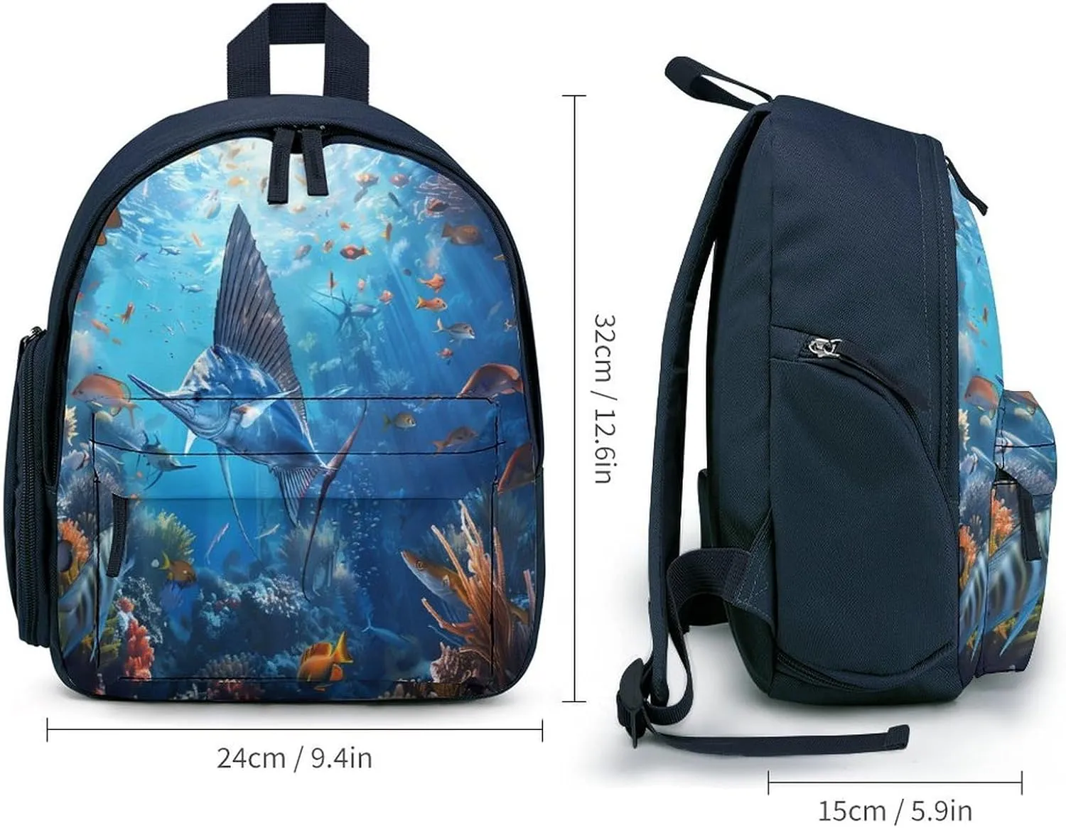 Sailfish Coral Reefs Travel Backpack Water Resistant Luggage Daypack Business Weekender Bag for Men Women