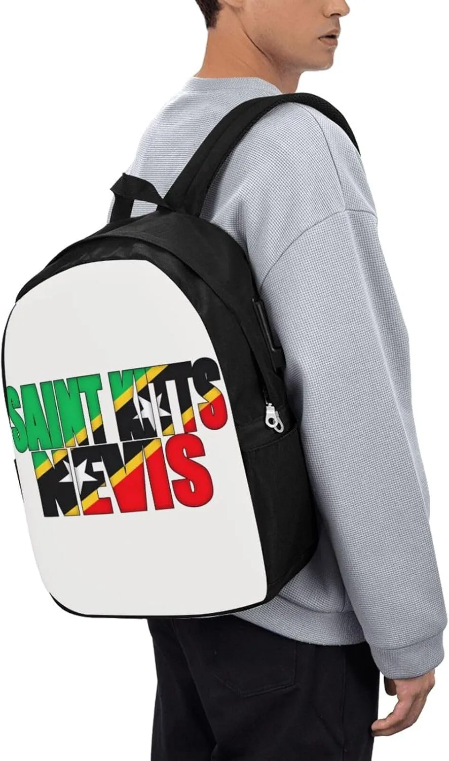 Saint Kitts Nevis Flag Laptop Backpacks Travel Backpack Casual Business Daypack Sport Rucksack Computer Bag Fits up to 17 Inch Notebook with USB Port