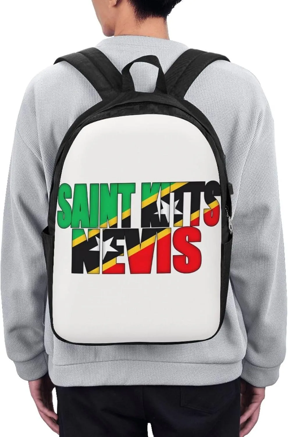 Saint Kitts Nevis Flag Laptop Backpacks Travel Backpack Casual Business Daypack Sport Rucksack Computer Bag Fits up to 17 Inch Notebook with USB Port