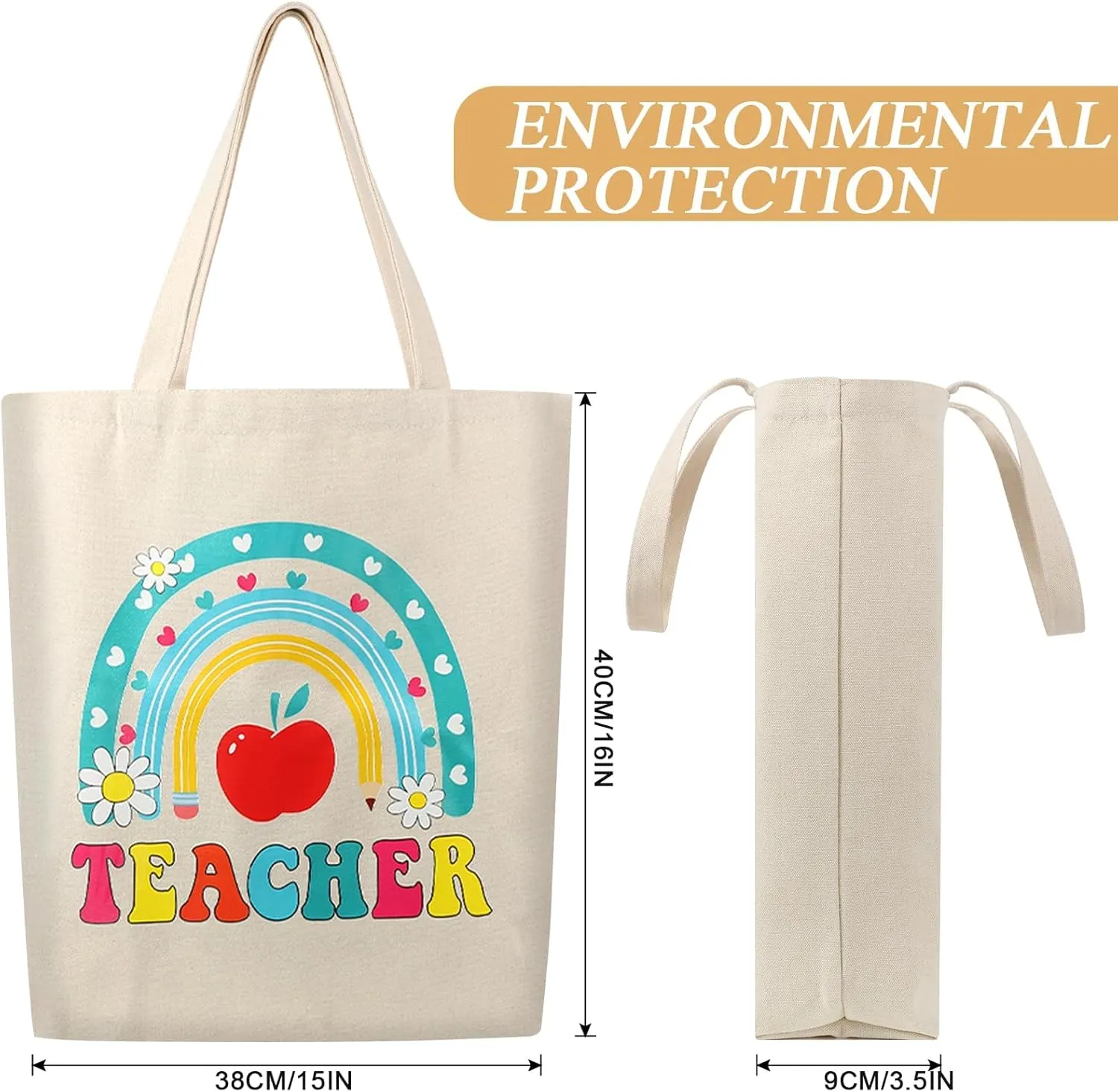 SAIWEILAI ONLINE 8 Pieces Teacher Canvas Totes Bag Teacher Appreciation Gifts Teacher of the Year Appreciation Gifts