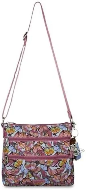 Sakroots Basic Crossbody Bag in Coated Canvas, Multifunctional Purse with Adjustable Strap & Zipper Pockets