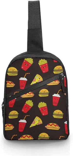 Salami Pizza Slices Potato Sandwiches Hot Dogs Foldable Crossbody Sling Bags Shoulder Backpack Chest DayPack Handbag