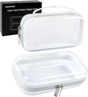 SameTech Zip Bins Clear Storage Bins for Home Organization, Stackable Hard Shell Zipper Case to Organize Bin, Zippered Hard Pouch Container Toiletry Bag Travel Bags for Toiletries, 2pcs