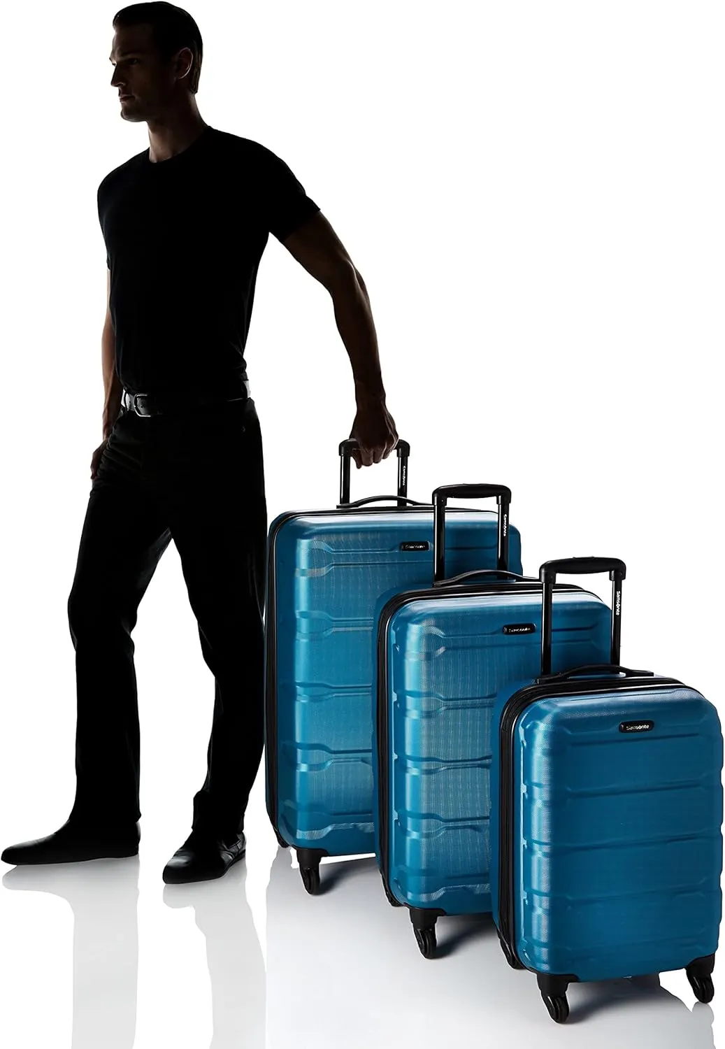 Samsonite Omni PC Hardside Expandable Luggage with Spinner Wheels, Caribbean Blue, 3-Piece Set (20/24/28)
