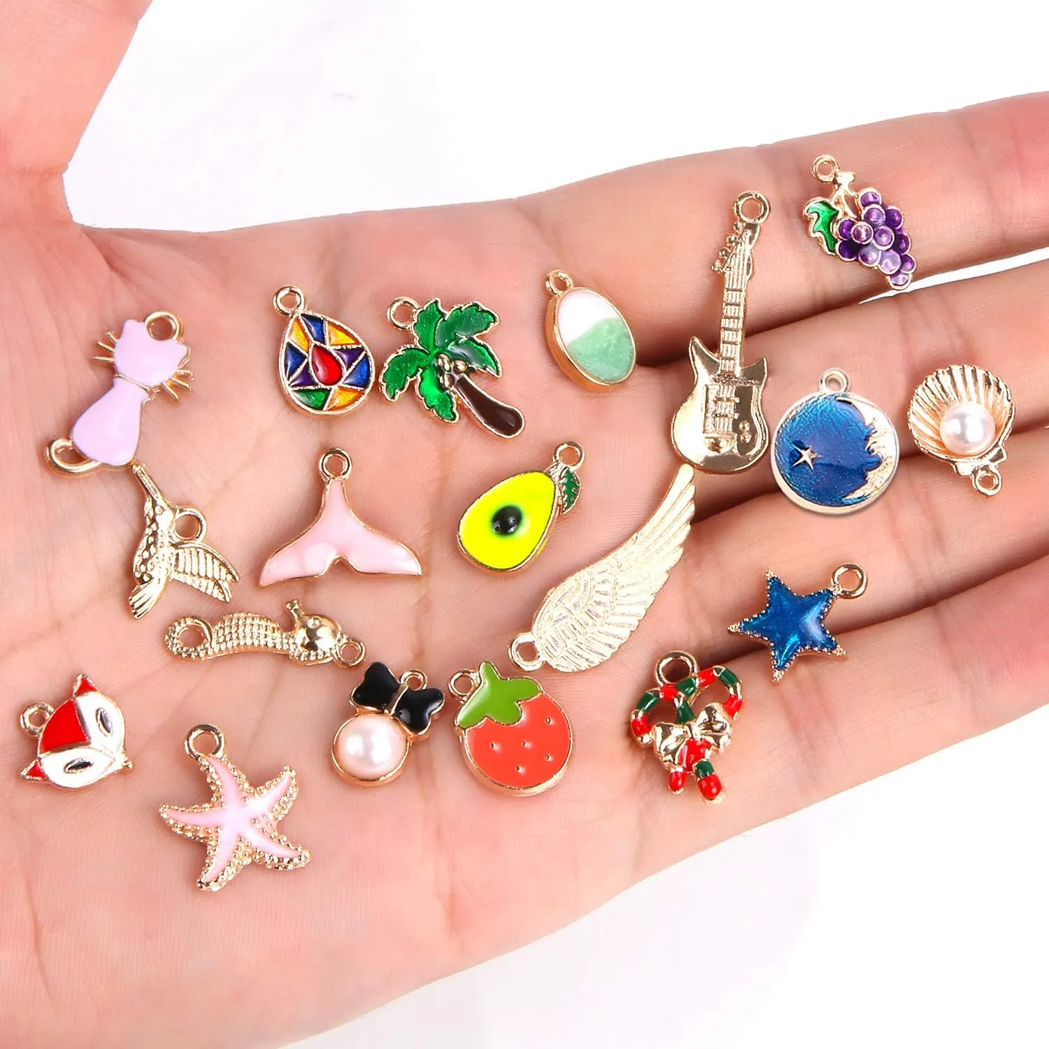 SANNIX 350Pcs Bracelet Charms Jewelry Making Charms Assorted Gold Plated Enamel Pendants for DIY Necklace Bracelet Earring Craft Supplies