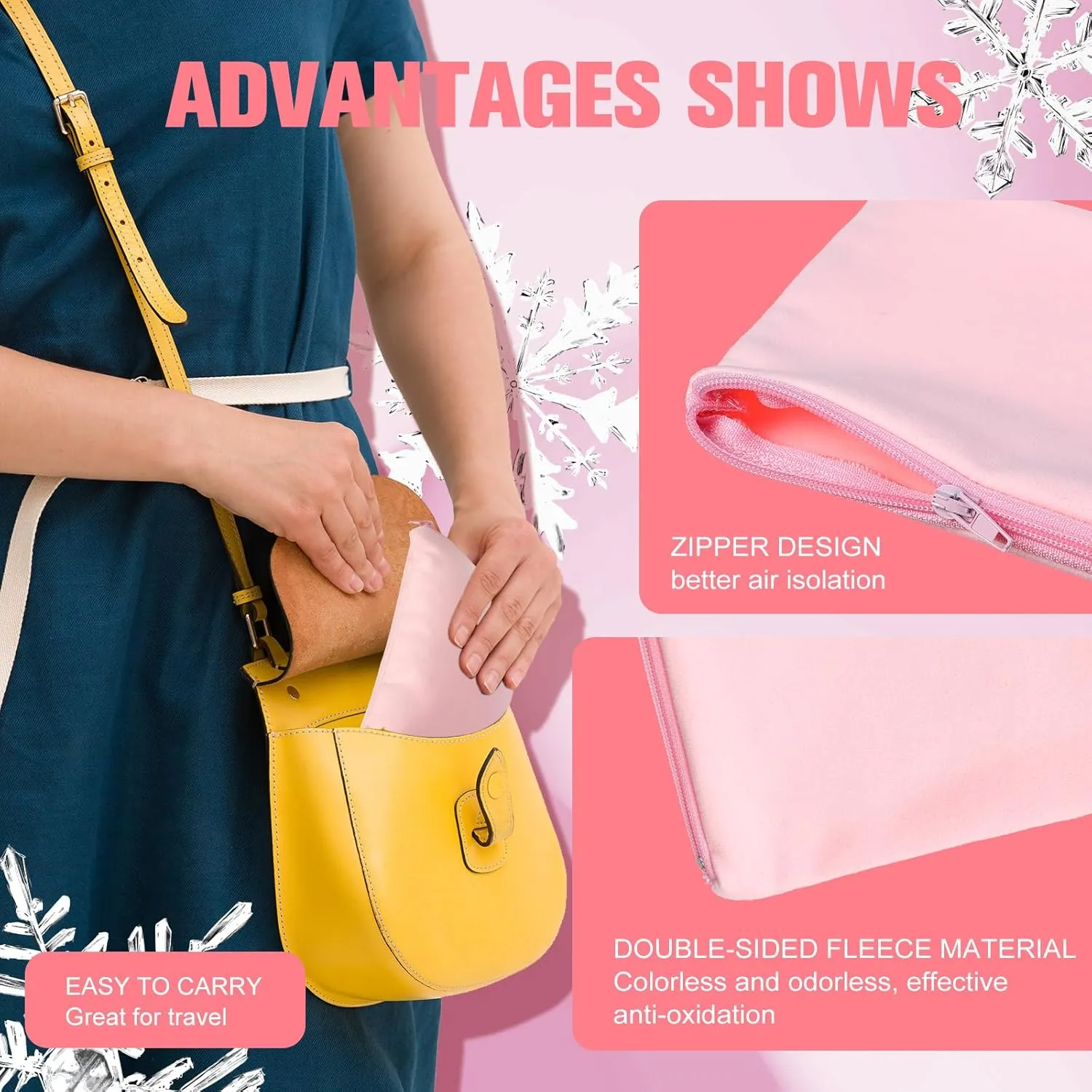 Sanwuta 8 Pcs Zippered Silver Storage Bags Anti Tarnish Silver Pouches Keeper Jewelry Storage Protector Bags(9 x 12 Inch,Pink)