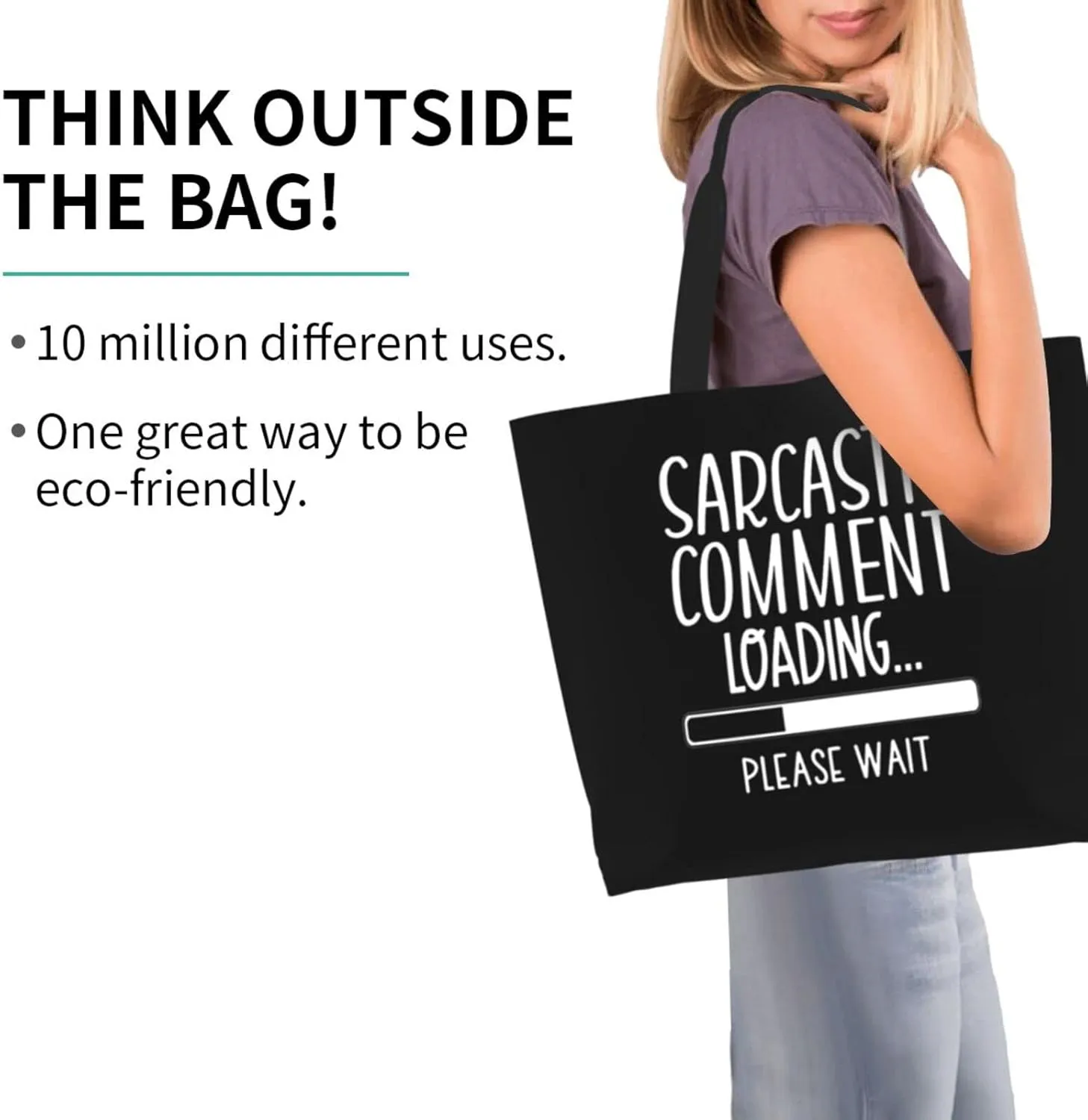 Sarcastic Comment Loading Women'S Lightweight Canvas Handbag Reusable Shopping Bag