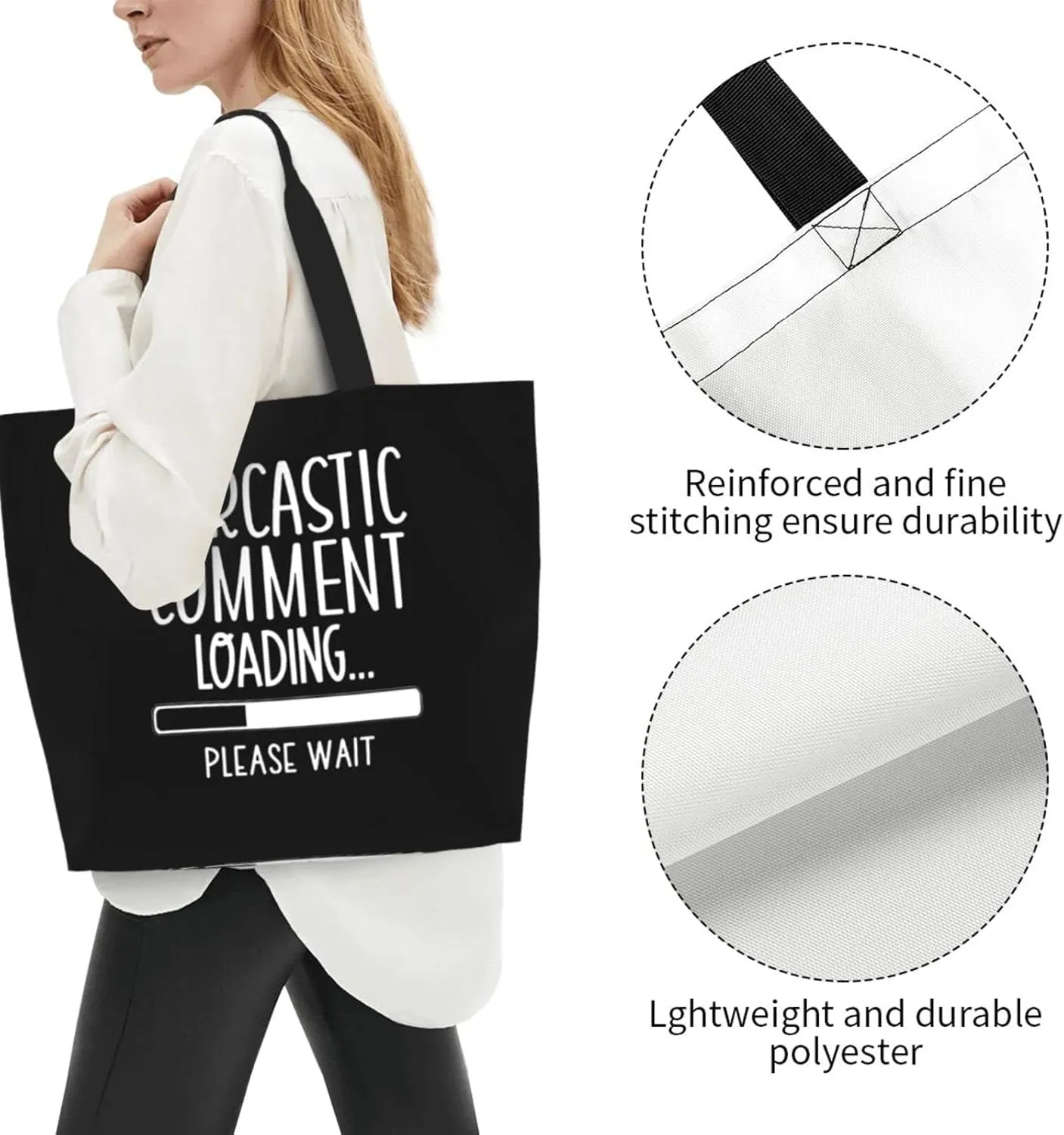 Sarcastic Comment Loading Women'S Lightweight Canvas Handbag Reusable Shopping Bag