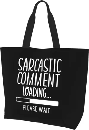 Sarcastic Comment Loading Women'S Lightweight Canvas Handbag Reusable Shopping Bag
