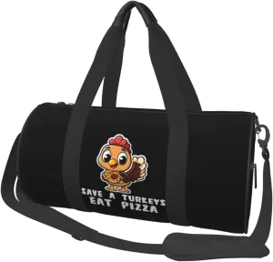 Save A Turkey Eat Pizza Thanksgiving Turkey Duffel Bag Gym Bag Travel Sports Tote Large Foldable Beach Swim Yoga7