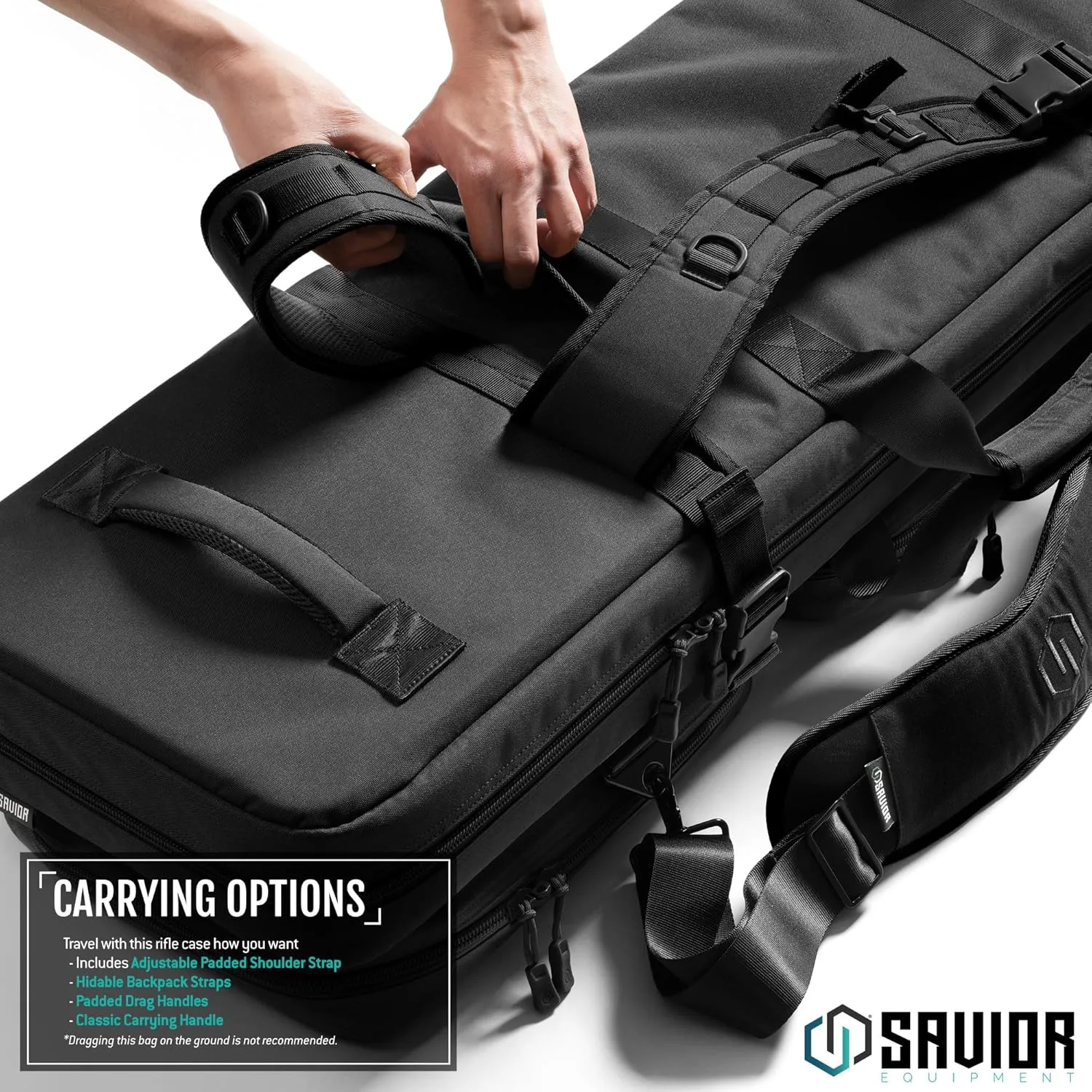 Savior Equipment Specialist Series LRP 47" 51" 55" Tactical Sniper Long Rifle Bag Long Range Precision Firearm Soft Case w/ 2 MOLLE Pouches, Scope Cover, Backpack & Shoulder Strap Included