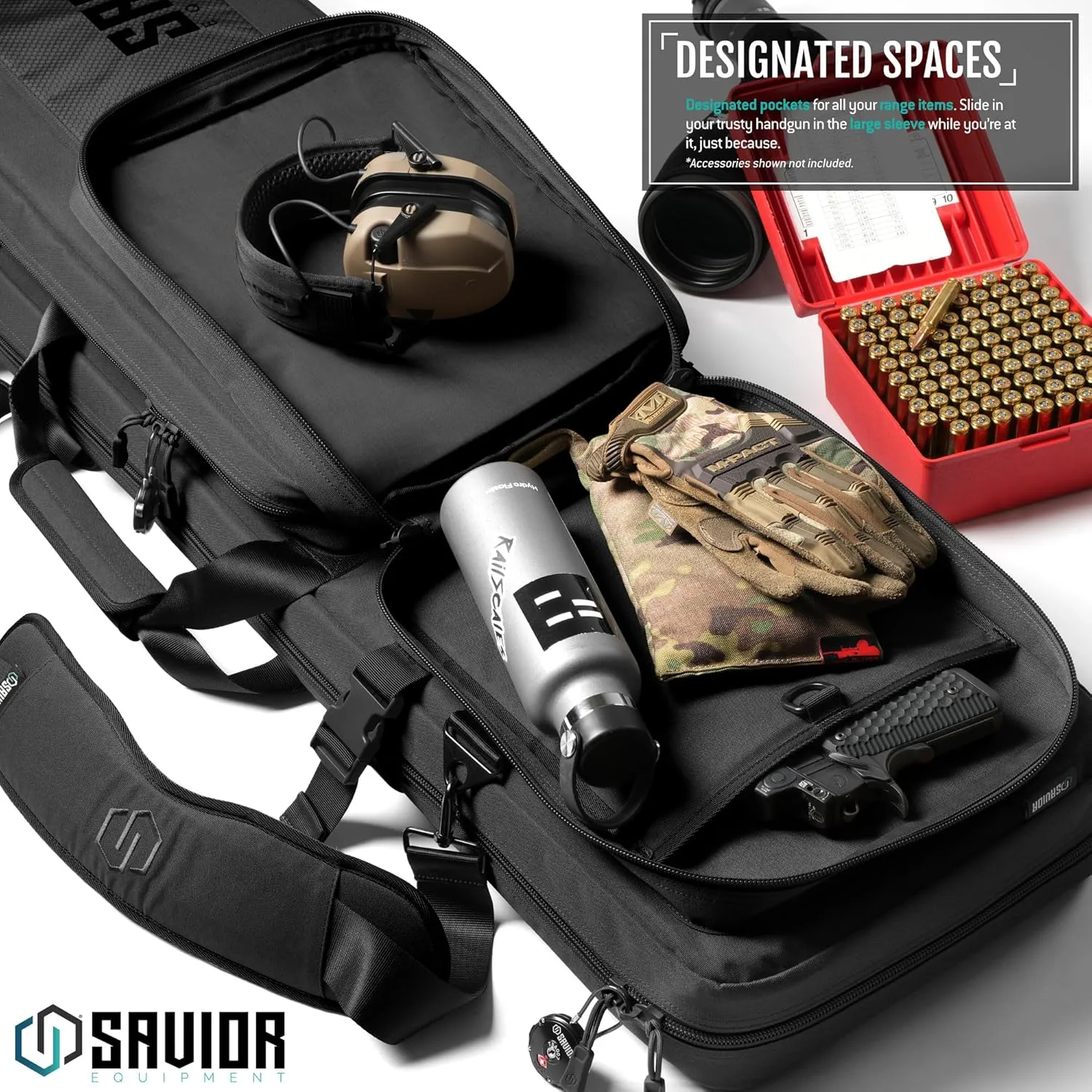 Savior Equipment Specialist Series LRP 47" 51" 55" Tactical Sniper Long Rifle Bag Long Range Precision Firearm Soft Case w/ 2 MOLLE Pouches, Scope Cover, Backpack & Shoulder Strap Included