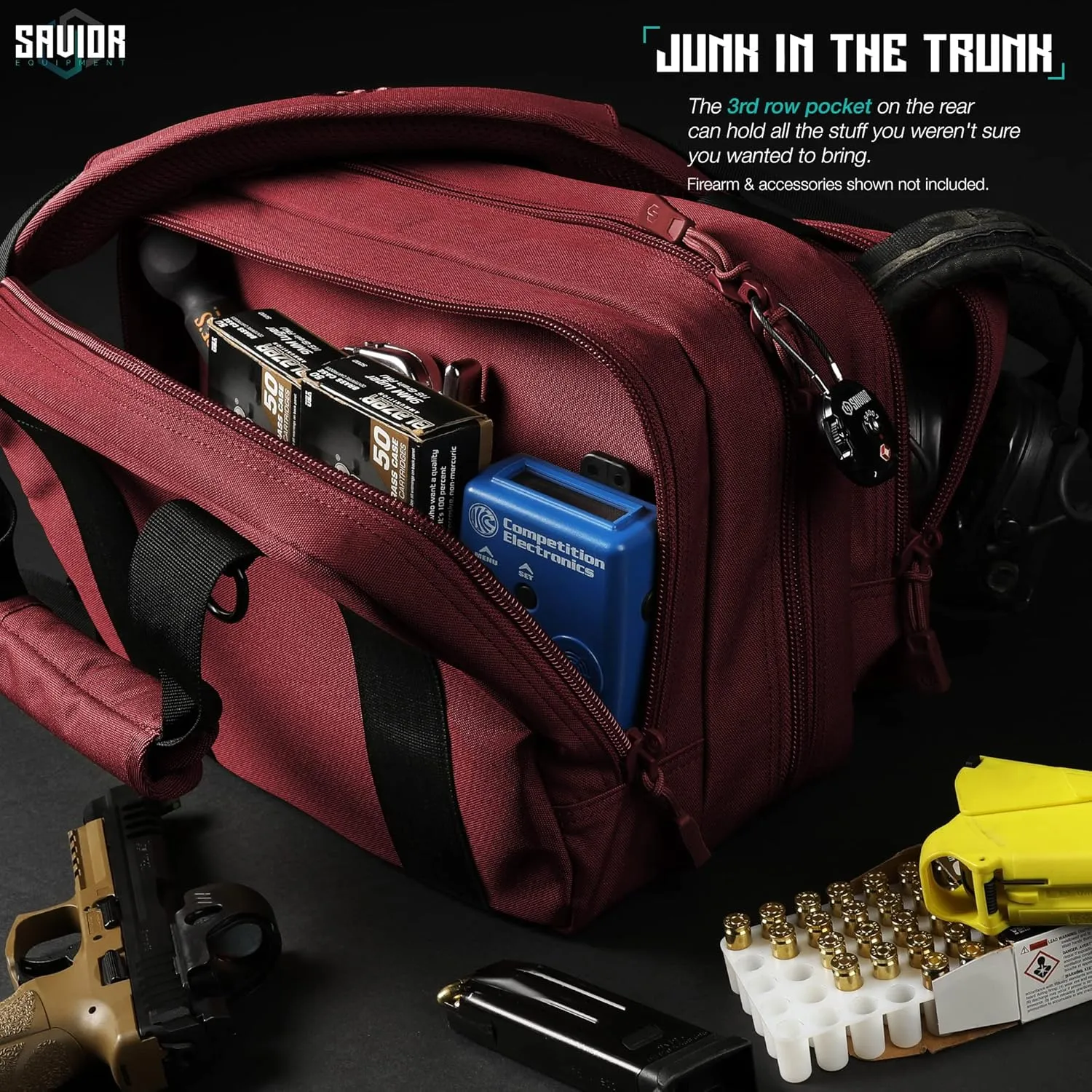 Savior Equipment Specialist Series Mini Range Bag Tactical Dual Pistol Handgun Revolver Hunting Bag Gun Carrying Case, X-Large Compartments w/Lockable Zippers, Deluxe Padded Shoulder Strap Included