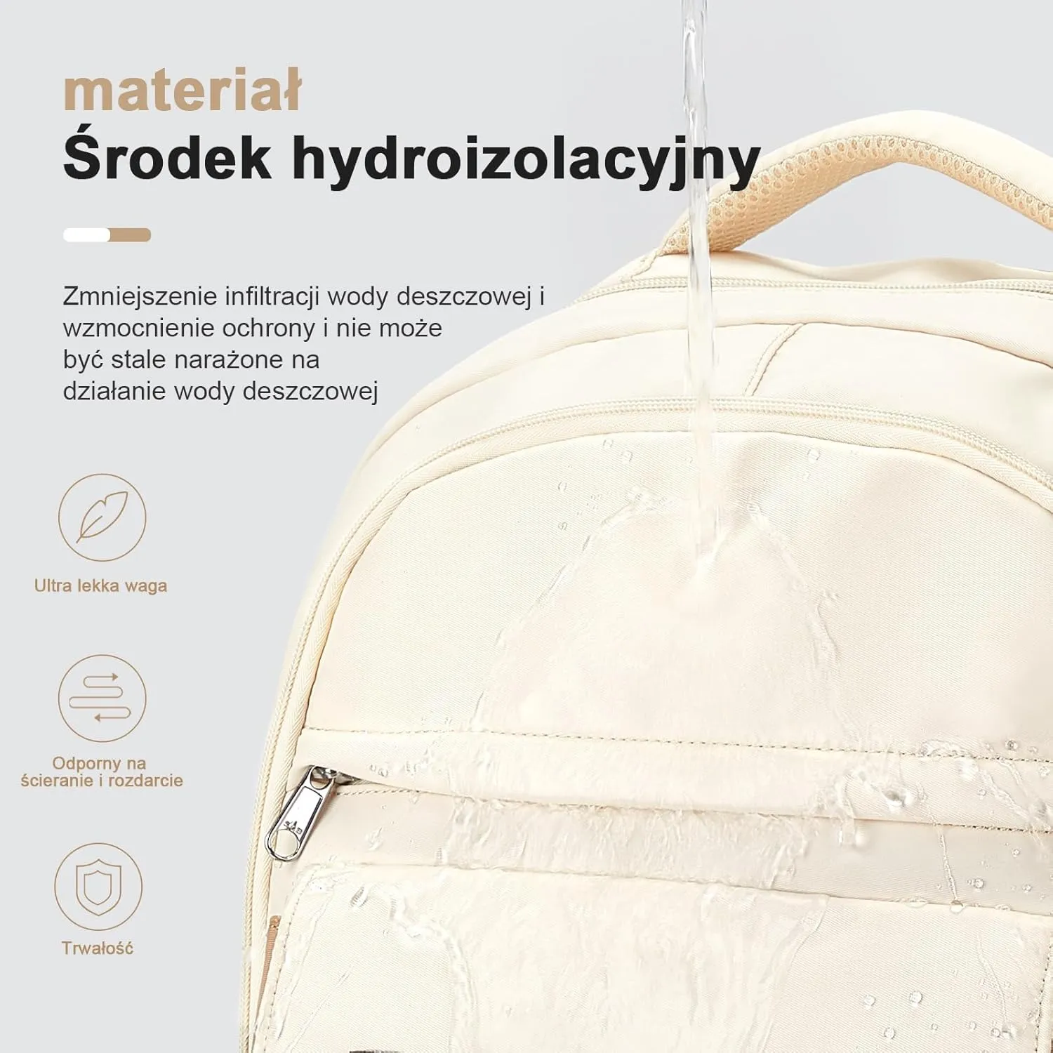 School Backpack For Women Men College Backpack With Lots Of Pockets Cute BookBag Casual Daypack Backpacks For Teens Girls Boys Waterproof(Beige)