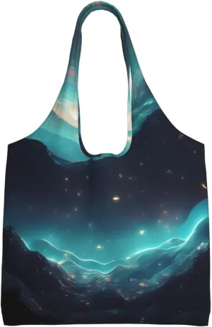Science Fiction Stars Printed single-shoulder canvas bag, fashionable daily canvas bag, suitable for daily travel and shopping