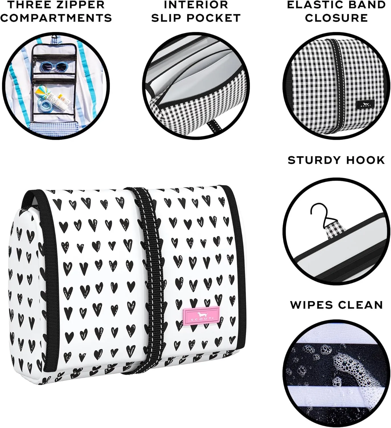SCOUT Beauty Burrito Hanging Toiletry and Cosmetic Organizer with 3 Compartments