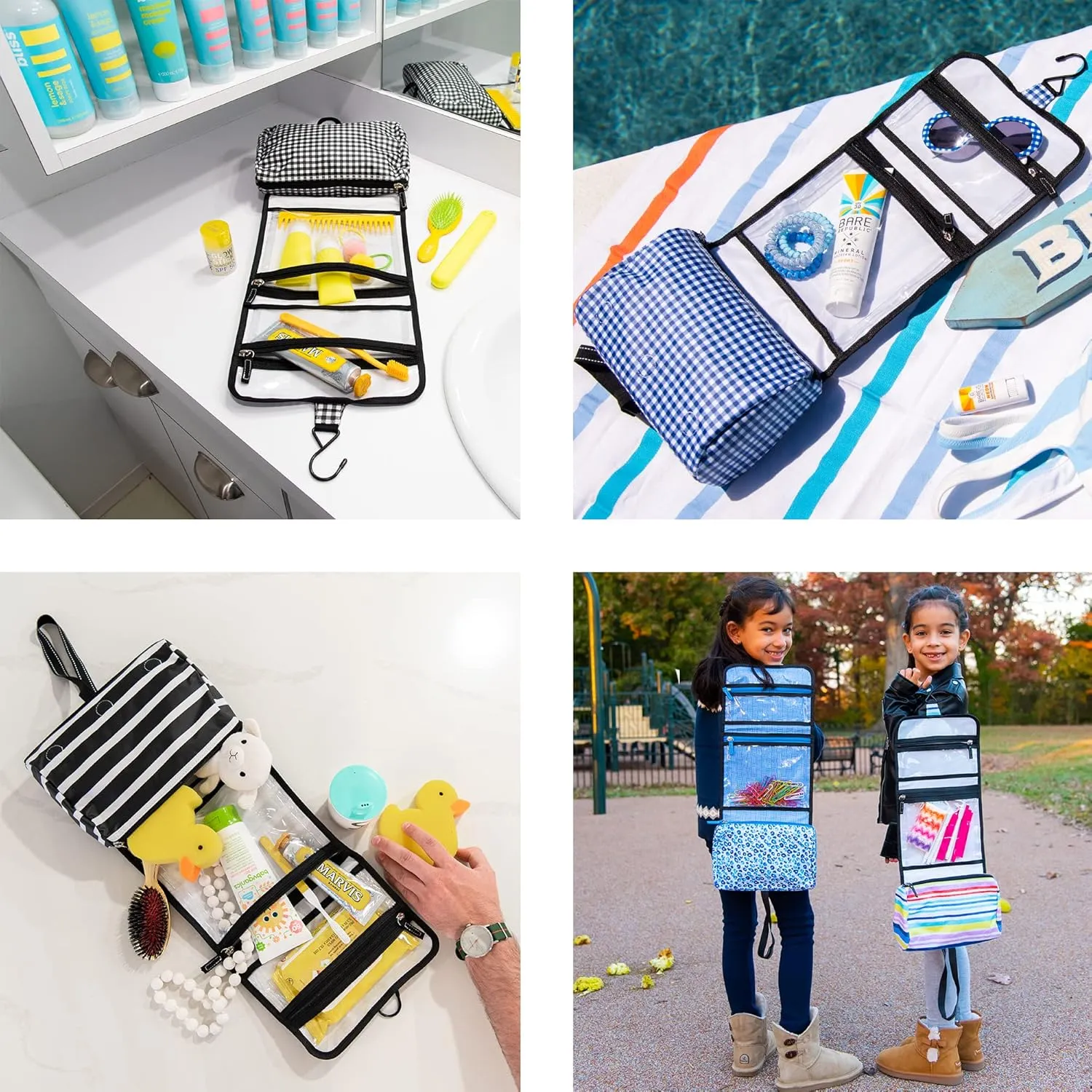SCOUT Beauty Burrito Hanging Toiletry and Cosmetic Organizer with 3 Compartments