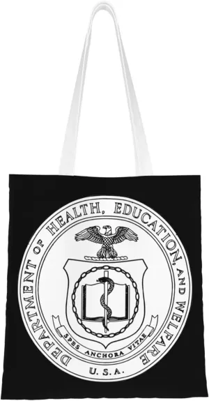 Seal Of The United States Department Of Health, Education, And Welfare Tote Bag for Women Canvas Shopping Bags Reusable Large Capacity Casual Shoulder Handbags Grocery Bags DIY Gift Bags