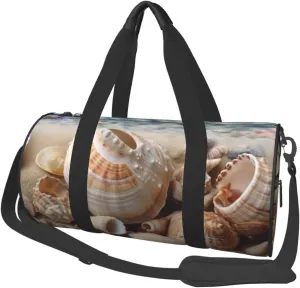 Seashells by the seashore Duffle Bag for Women Men Personal Item Travel Bag Canvas Weekender Overnight Bag Lightweight Sports Tote Gym Bag Carry On Luggage Bag