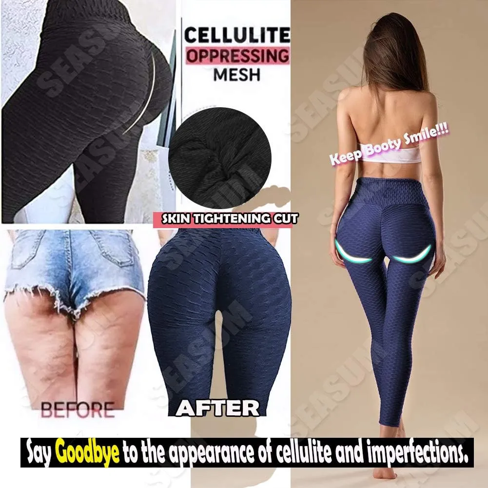 SEASUM Women's High Waist Yoga Pants Tummy Control Slimming Booty Leggings Workout Running Butt Lift Tights