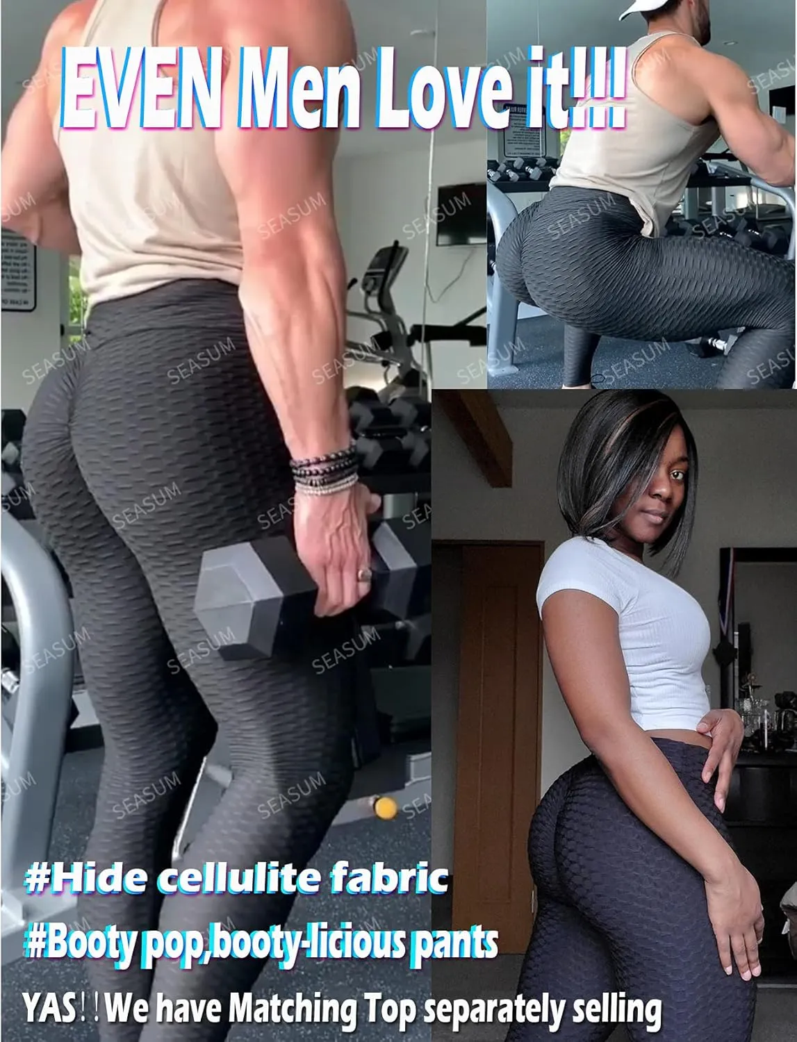 SEASUM Women's High Waist Yoga Pants Tummy Control Slimming Booty Leggings Workout Running Butt Lift Tights