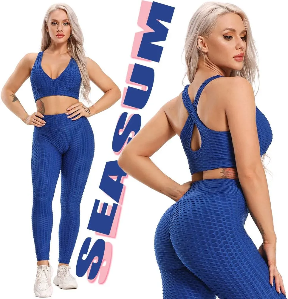 SEASUM Women's High Waist Yoga Pants Tummy Control Slimming Booty Leggings Workout Running Butt Lift Tights