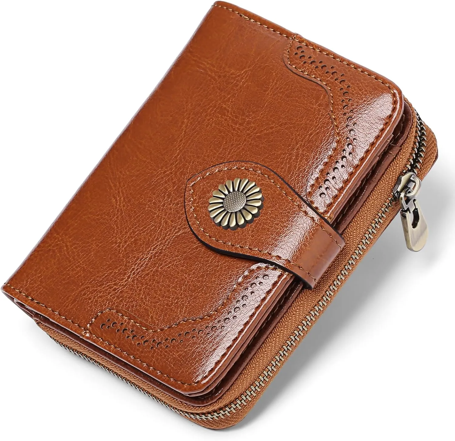 SENDEFN Small Womens Wallet Leather RFID Blocking with Multiple Card Slots and Zipper Coin Pocket