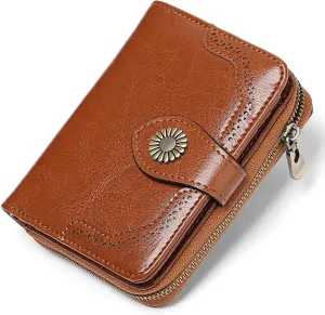 SENDEFN Small Womens Wallet Leather RFID Blocking with Multiple Card Slots and Zipper Coin Pocket