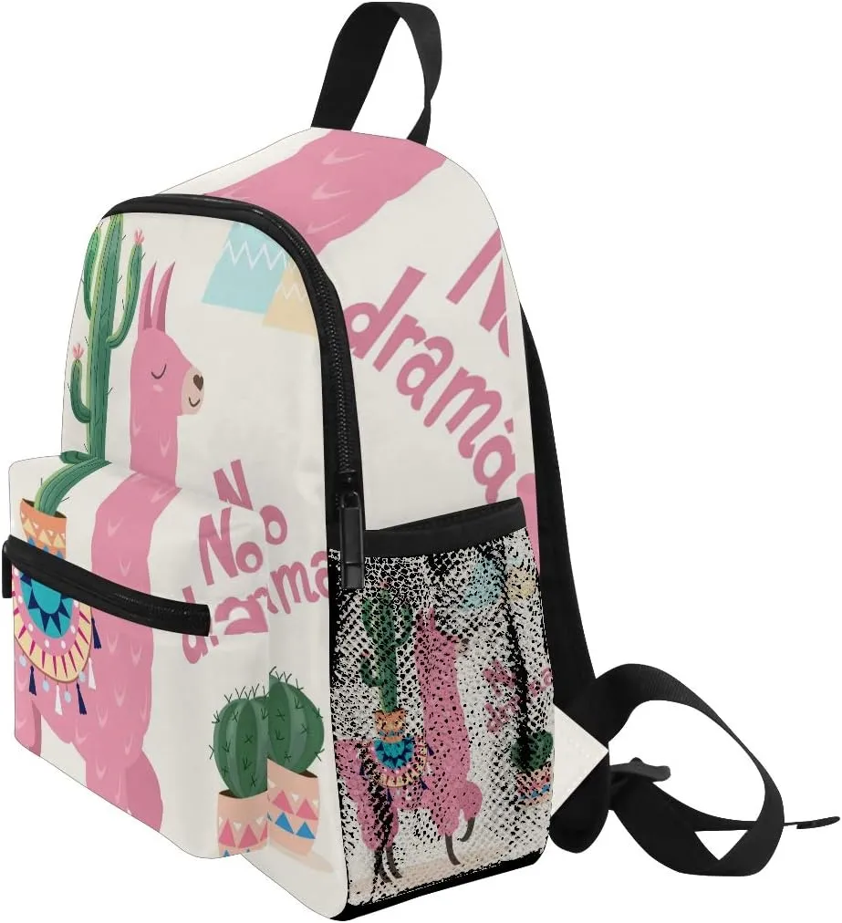 senya Kids Backpack Llama With Cactus Preschool Bag for Toddler Boy Girls Schoolbag One Size