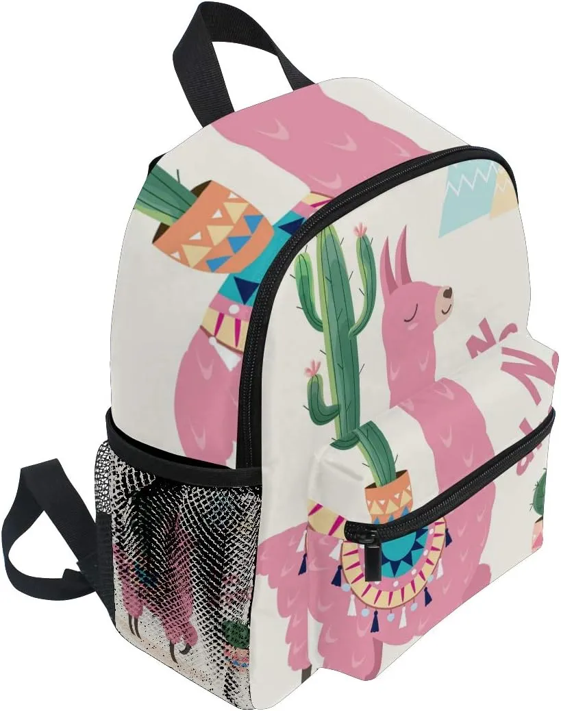 senya Kids Backpack Llama With Cactus Preschool Bag for Toddler Boy Girls Schoolbag One Size