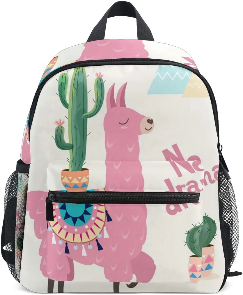 senya Kids Backpack Llama With Cactus Preschool Bag for Toddler Boy Girls Schoolbag One Size